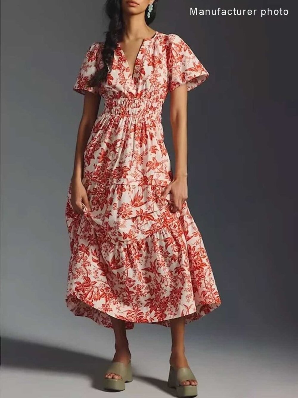 Anthropologie Somerset Maxi Dress in Coral Toile Floral Tiered Cotton Small - Picture 11 of 11